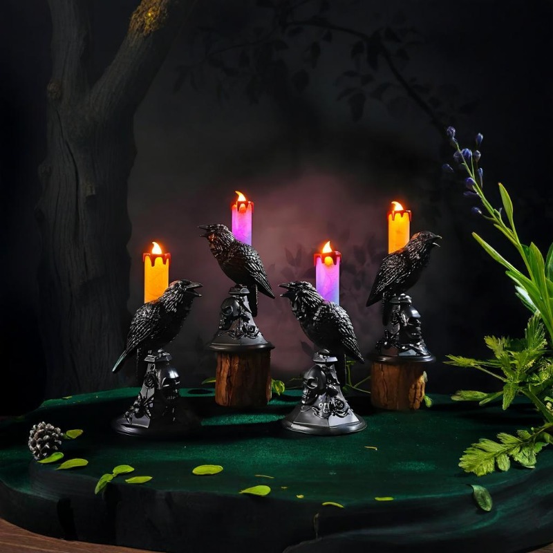 Candle Molds - Gothic standing crow skull rose candle