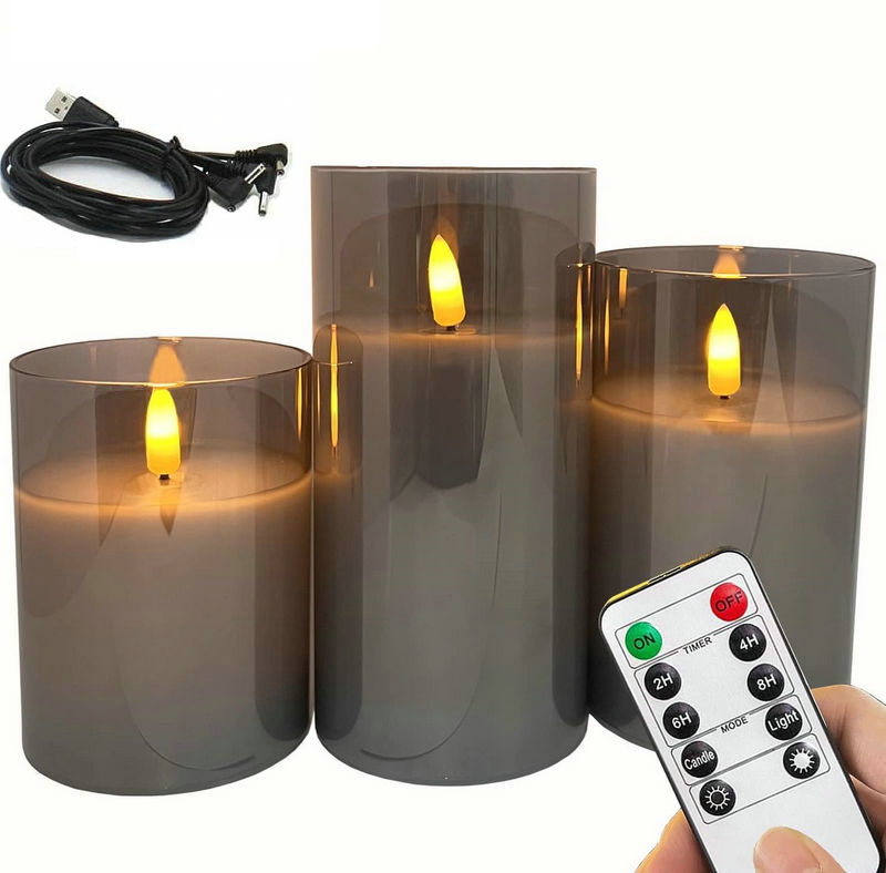 Candle Wick - USB Rechargeable LED Pillar Candle Set
